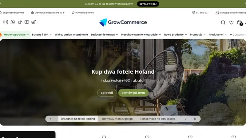 Strona główna sklepu na szablonie Modern 3.0 Storefront z mega menu i dużym banerem.